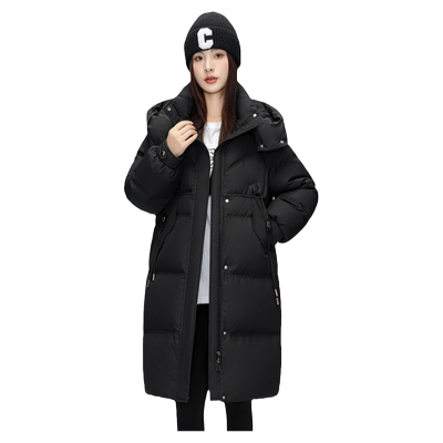 雅鹿时尚中长款可脱卸帽羽绒服
