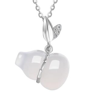 周六福玉髓项链女葫芦新中式链坠S925银优雅精致送女友节日礼物