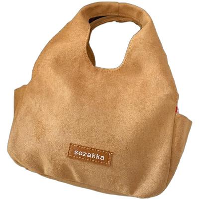 复古麂皮棕色包包女2025新款上班通知杂物小拎包托特包秋冬手提包