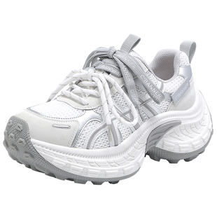 千百度厚底增高老爹鞋女款2026春季新款百搭轻便跑步休闲运动鞋女