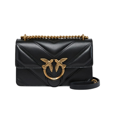 PINKO女士通勤人字纹迷你纳帕皮革斜挎包104550A26Z