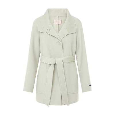 朗姿/LIME莱茵羊毛双面毛呢中长大衣浅色轻盈保暖入冬首选25新款