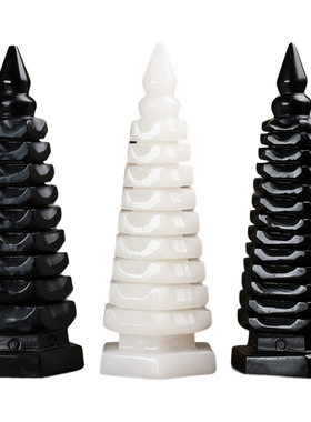 黑曜石白玉13层文昌塔摆件