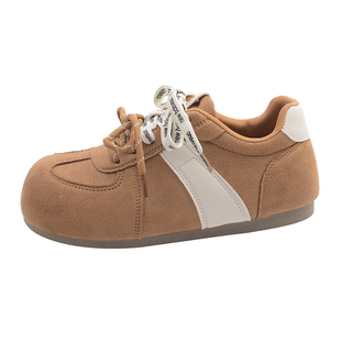 爆款百搭厚底板鞋女复古内增高德训鞋2026新款春秋运动休闲面包鞋