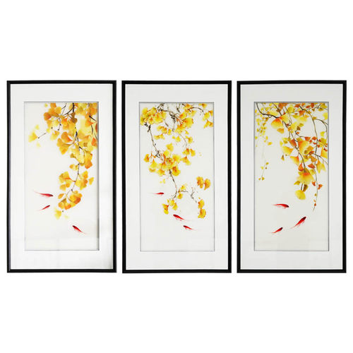 客厅装饰画九鱼图玄关轻奢新中式沙发背景墙卧室床头餐厅挂画三联
