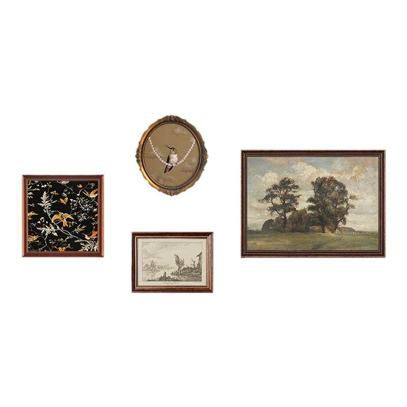 珍珠鸟】法式中古风客厅装饰画美式组合餐厅挂画复古肌理油画壁画