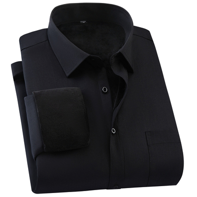 冬季加绒加厚宽松大码保暖衬衫男