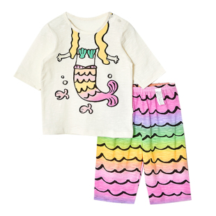 unifriend26年新款儿童睡衣女童纯棉空调服半袖女宝宝家居美人鱼