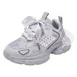 巴布豆童鞋女童运动鞋2025新款小女孩公主鞋女款跑步鞋秋季儿童鞋