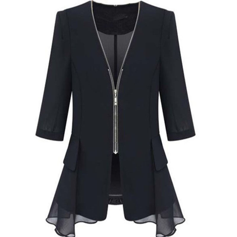 小西装女秋季胖mmOL短款外套修身显瘦西服薄款雪纺衫加大码上衣夏