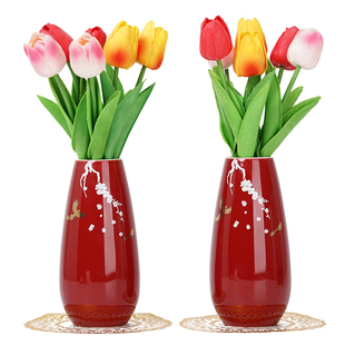 仲夏知己结婚陶瓷花瓶一对套装家用客厅插花装饰订婚陪嫁摆件礼物