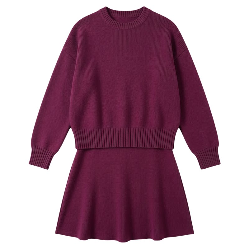 韩版百搭学院风针织衫迷你半身裙套装Preppy knit mini skirt set