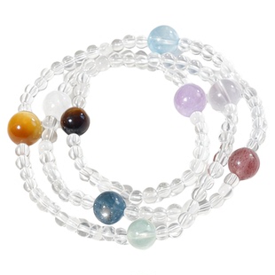 【九星连珠】天然白水晶海蓝宝紫水晶黄虎多圈设计款手链多宝手串