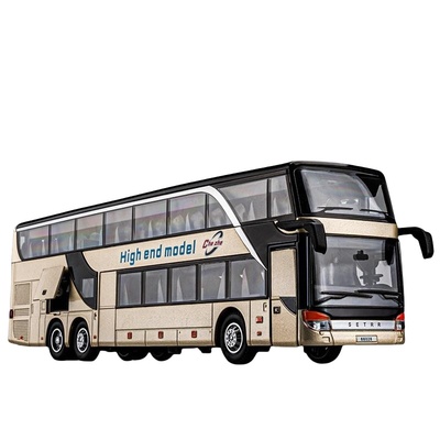 升级双层版大巴汽车模型锌合金