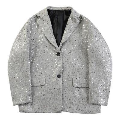 高级感炸街亮片西装男西服外套