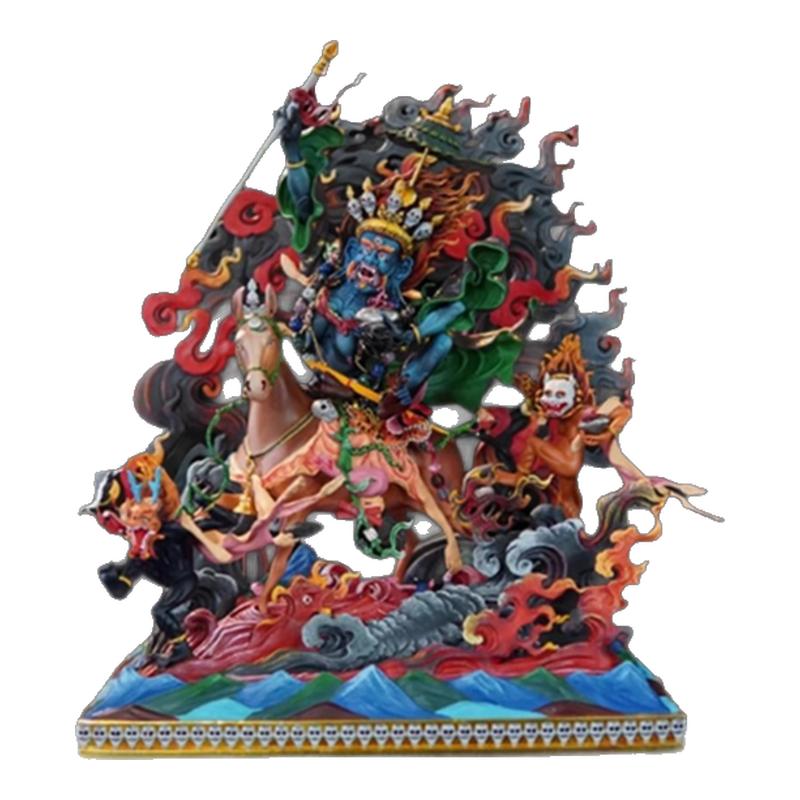 尼泊尔藏传彩绘吉祥天母纯铜摆件