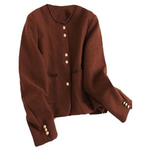 圣诞新年红色穿搭小香风圆领长袖千金风名媛外套女两件套装J234