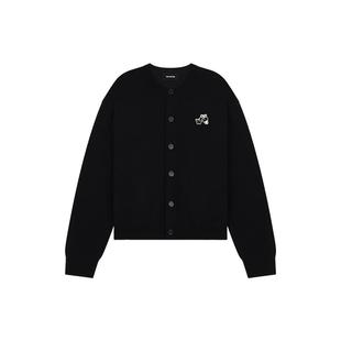 WE11DONE25早秋中性男女同款学院风泰迪熊贴饰休闲针织开衫