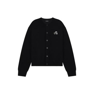 WE11DONE25早秋中性男女同款学院风泰迪熊贴饰休闲针织开衫