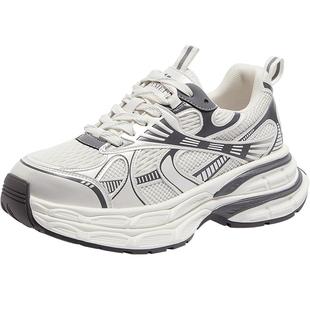 骆驼银月户外复古老爹鞋男女情侣休闲鞋老爹鞋休闲运动增高网面鞋