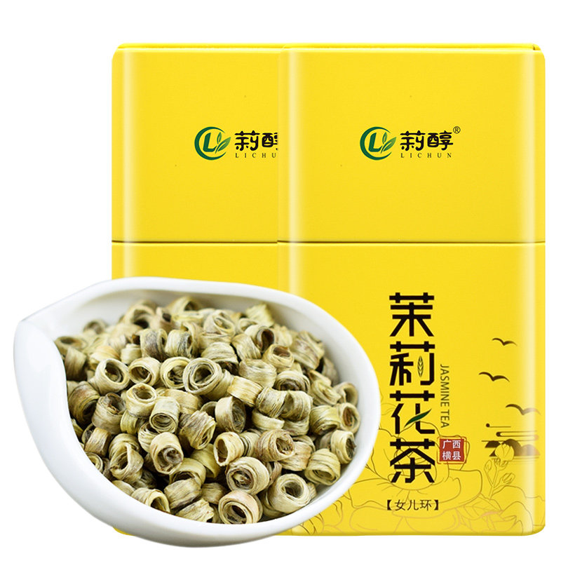 莉醇茉莉花茶2026新茶叶特种级罐装浓香型广西横县贵妃女儿环250g