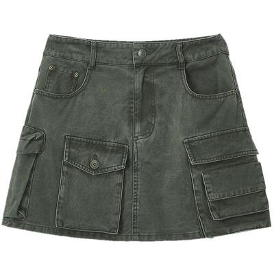 MOUSSY 2026夏季新品工装风复古做旧多口袋拼接短裙028JSZ31-1030