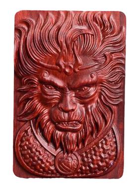 小叶紫檀红木齐天大圣毛衣链吊坠