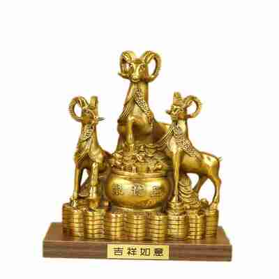 久鉴黄铜三阳开泰桌面摆件