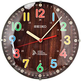 SEIKO日本精工8英寸带支架两用石英钟儿童学时间24时彩色刻度挂钟