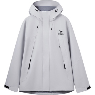 骆驼山海3.0茄克春秋新款户外防风拒水宽松休闲连帽夹克外套男女