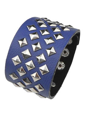 高平圆钉蓝色荔枝纹柔软朋克手链