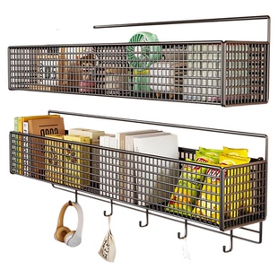 家用简约墙上置物架一体式新款免打孔多功能收纳架壁挂架柜加长款