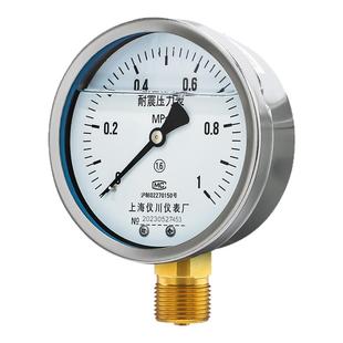 上海仪川仪表厂压力表不锈钢耐震加氟抗震氮气油表显示器真空负压