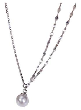 999足银珠珠单双层锁骨链