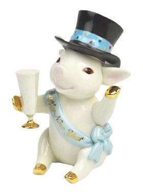 Cershar lenox新年快乐庆祝的小猪猪陶瓷儿童房装饰摆件创意礼物