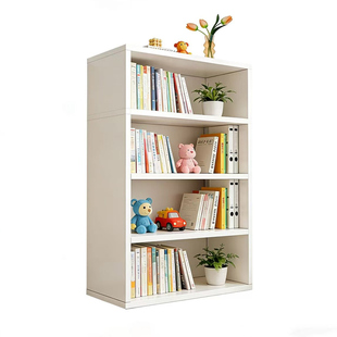 简约白色书架实木多层收纳储物柜童房桌面置物架靠墙书柜落地飘窗
