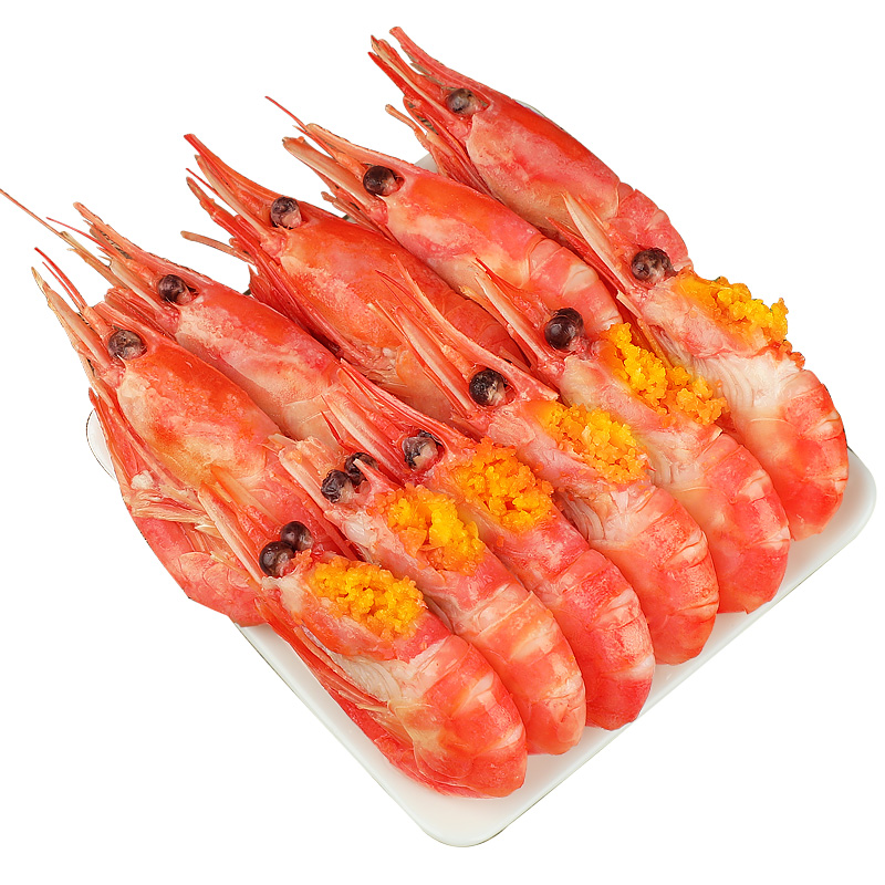 北极甜虾北极熊北极虾刺身头腹籽特大号冰虾新鲜冷冻即食旗舰店A3
