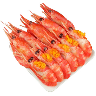 北极甜虾北极熊北极虾刺身头腹籽特大号冰虾新鲜冷冻即食旗舰店A3