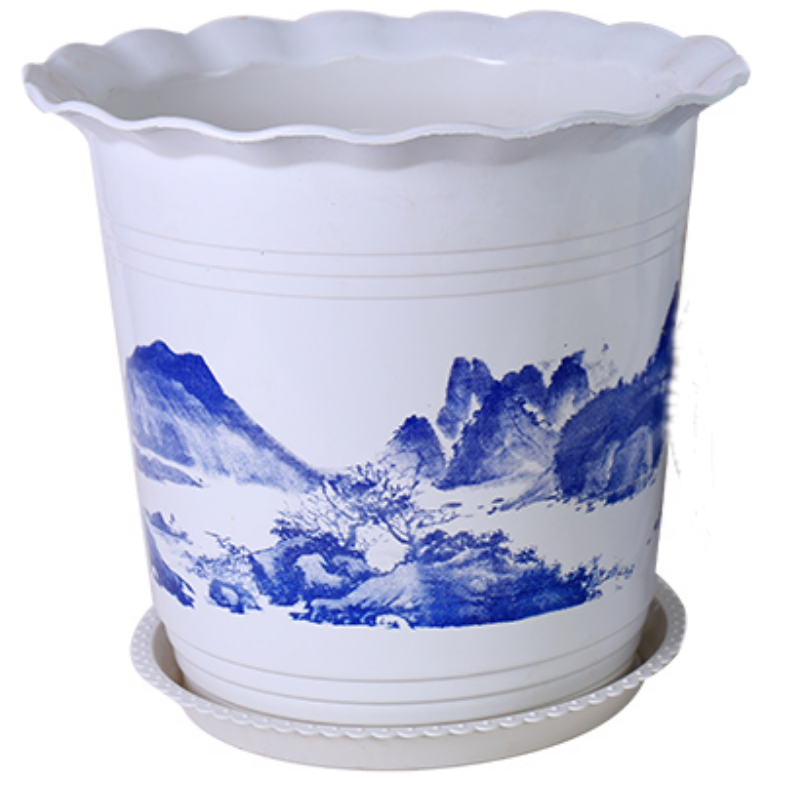 特大加厚塑料花盆树脂仿陶瓷山水