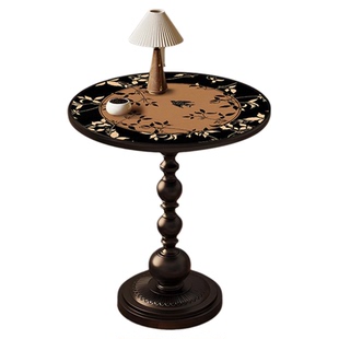 法式复古边几中古风小茶几客厅沙发边柜角几可移动床头柜小圆桌