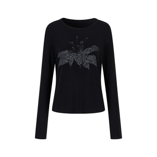 创世纪元【浮花绘】2025新款上衣原创花卉图案T恤长袖圆领套头衫