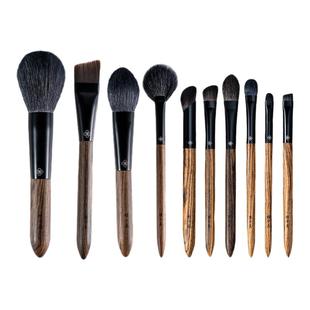 10支沧州化妆刷套装轻奢灰鼠毛散粉腮红粉底眼影刷高光遮瑕刷 D版