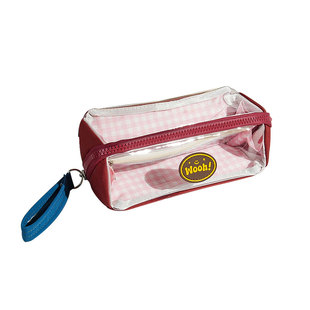 复古风创意菱形大开口笔袋2026年新款初中生大容量文具袋多层分隔男孩铅笔袋透明高颜值ins风结实耐脏女生