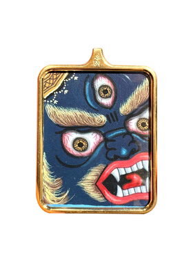 纯手绘唐卡黑财神吊坠尼泊尔