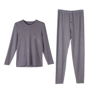 犇业新款水磨绒男士冬季保暖内衣加绒加厚圆领秋衣秋裤套装E179AB