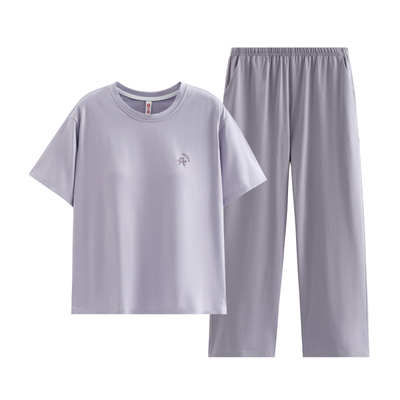 芬腾纯棉带胸垫女睡衣套装可外穿