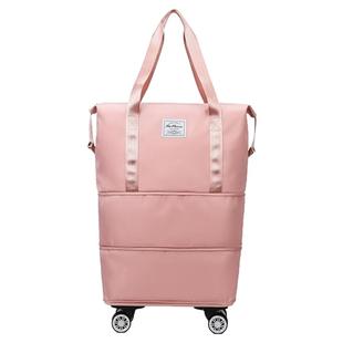 带滑轮万向轮轮子的旅行包女大容量轻便折叠拉杆行李包购物行李袋