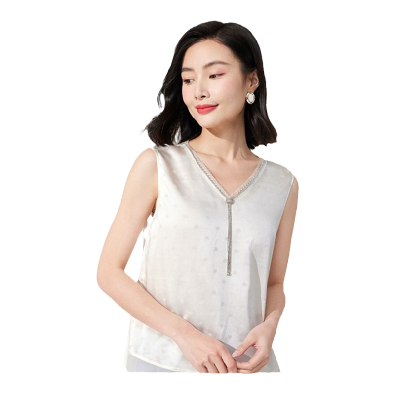乔万尼真丝无袖小衫桑蚕丝t恤背心商场同款简约精致慵懒感ET2H232