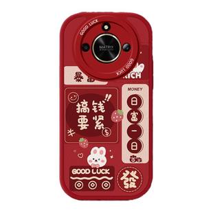 适用华为荣耀X60Pro手机壳男女新款X40GT高级感50i+搞钱文字X30i带挂绳液态硅胶X20SE全包防摔可爱X10保护套