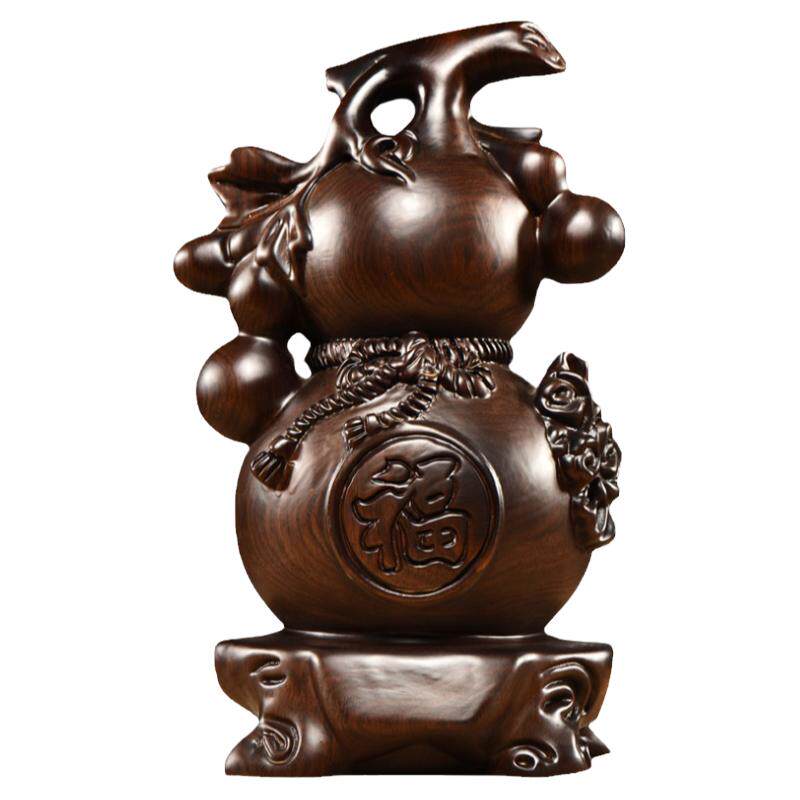 黑檀实木雕刻葫芦摆件客厅家居办公室装饰玄关工艺品摆设开业送礼